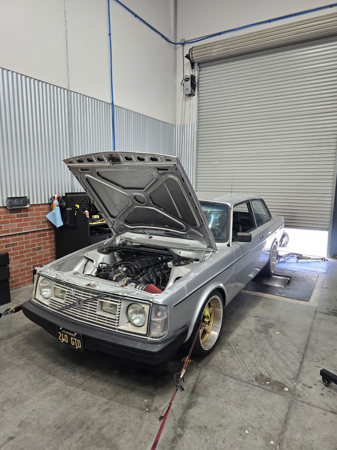 LS-swapped Volvo 240 on the chassis dyno at Tune Guru in Simi Valley